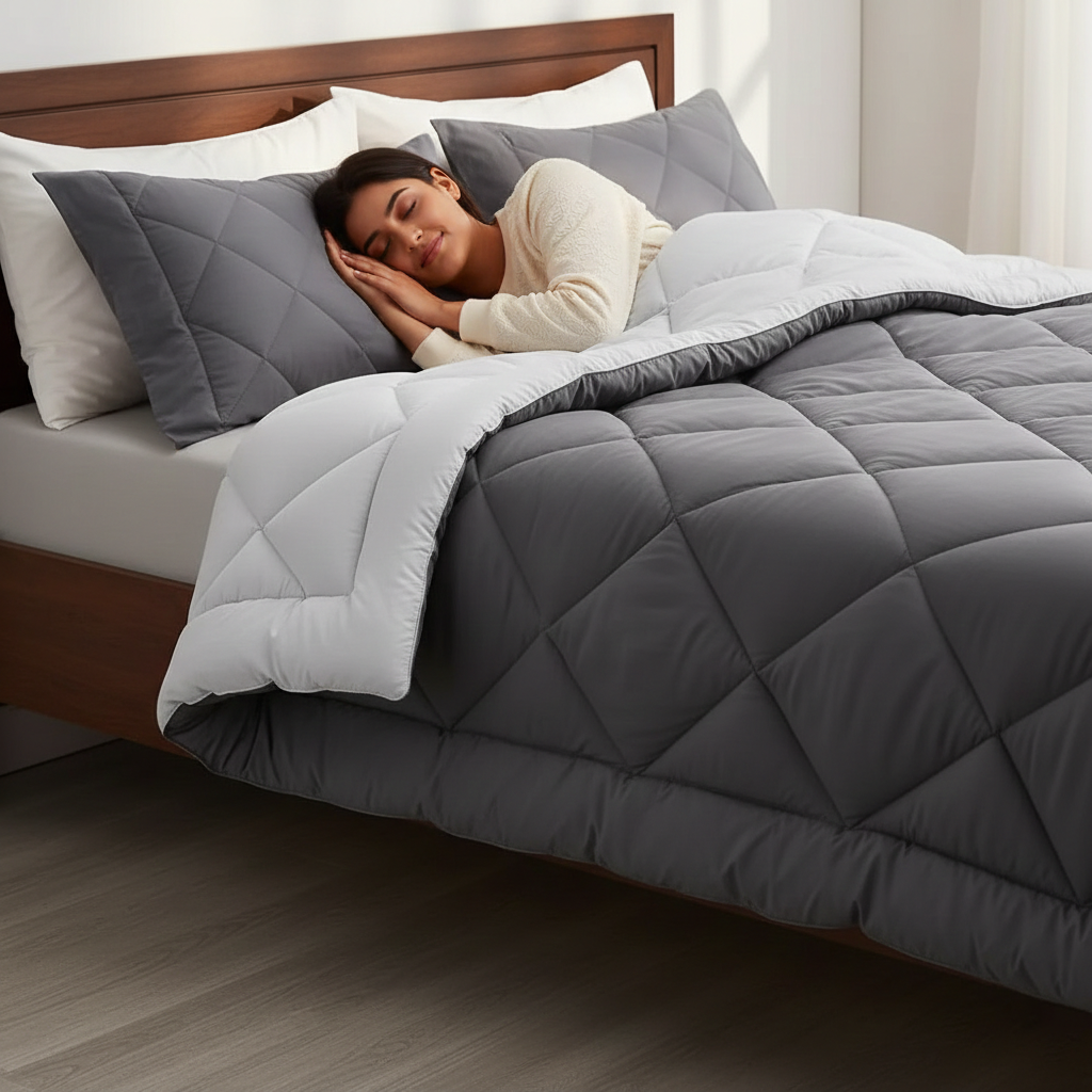 Ash Pearl Dual Tone Reversible Solid Comforter