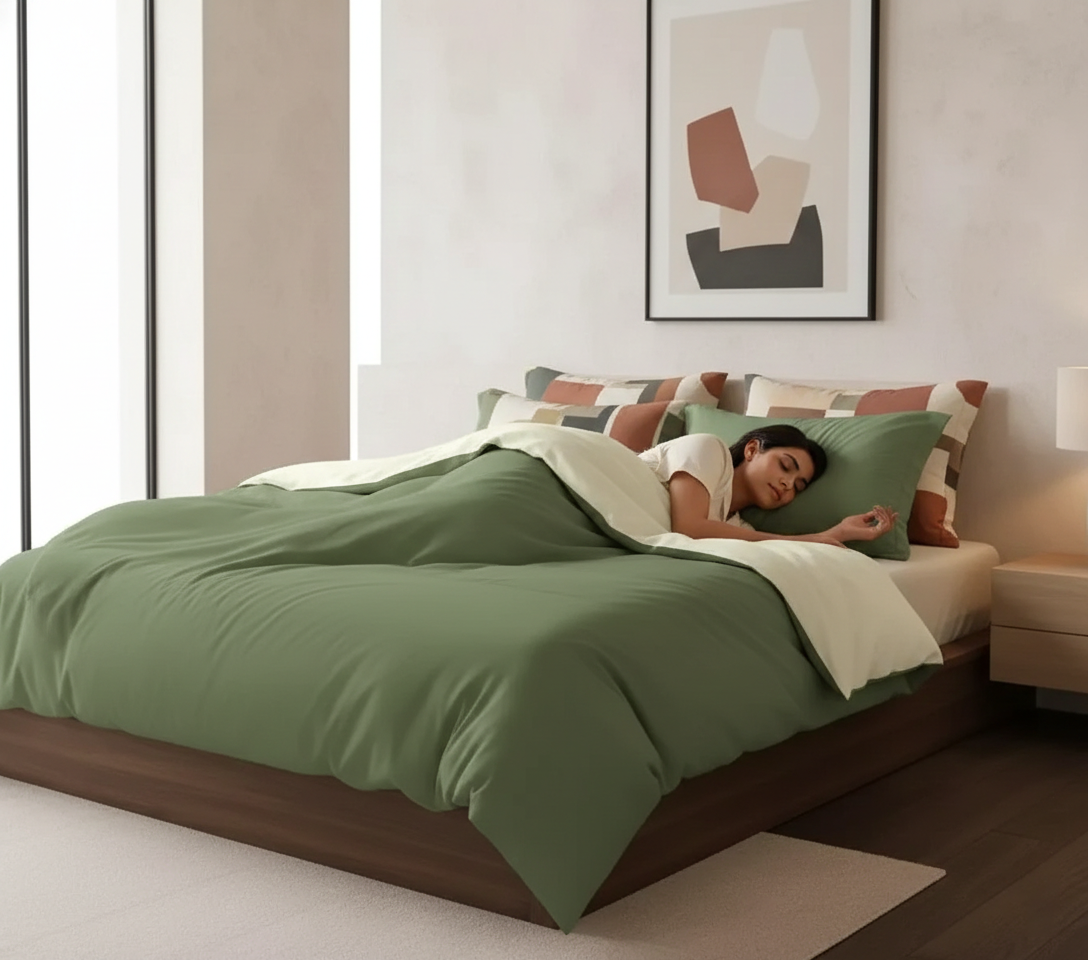 Mist Green  Premium Feel Cotton Rajai Cover