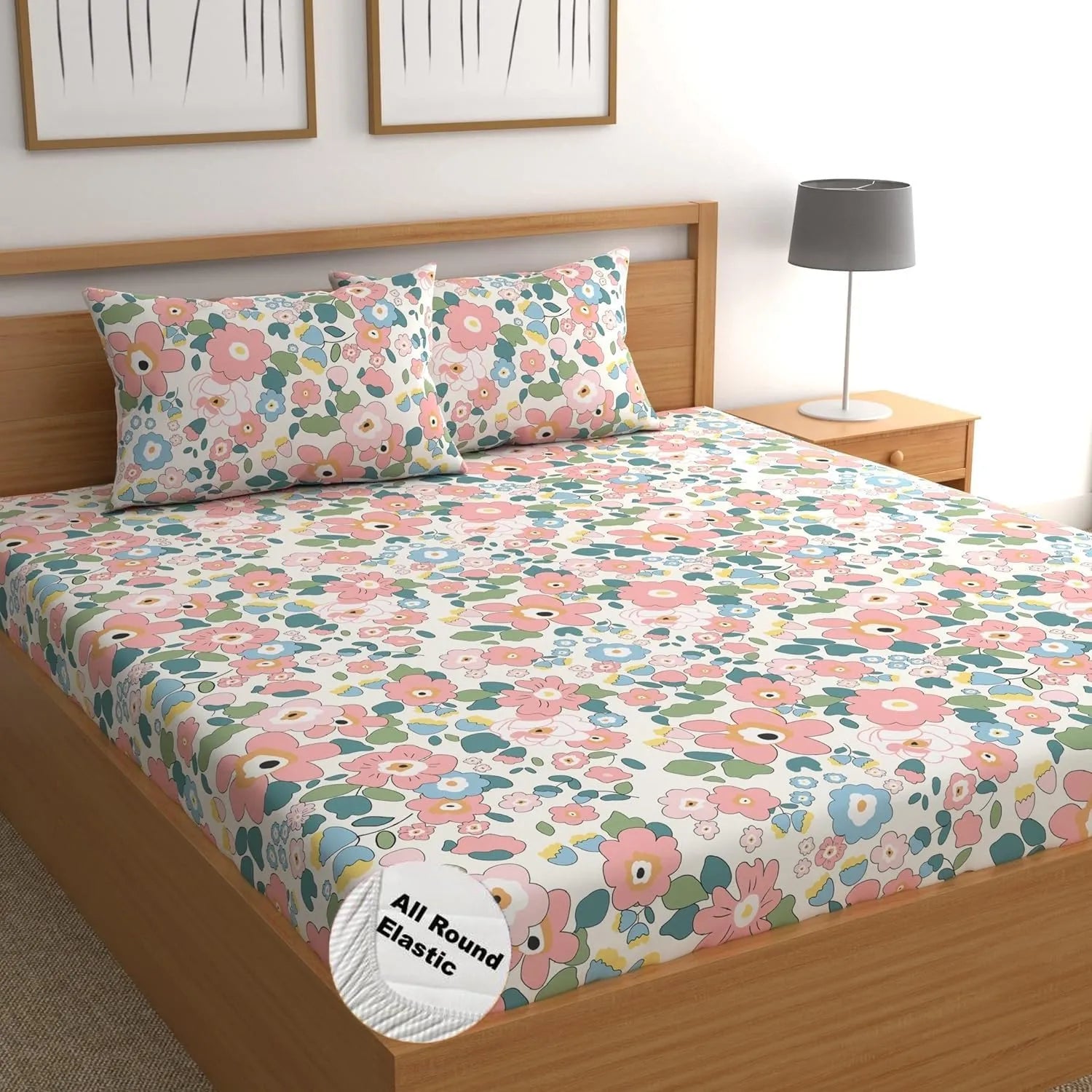 Pink Garden Fitted Bedsheet Set
