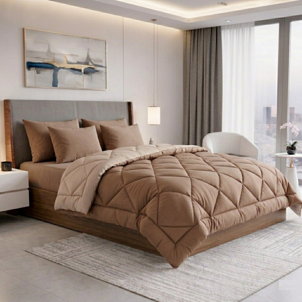Brownish Dual Tone Reversible Solid Comforter