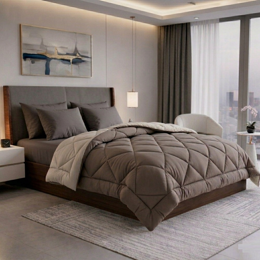 Silverish Dual Tone Reversible Solid Comforter