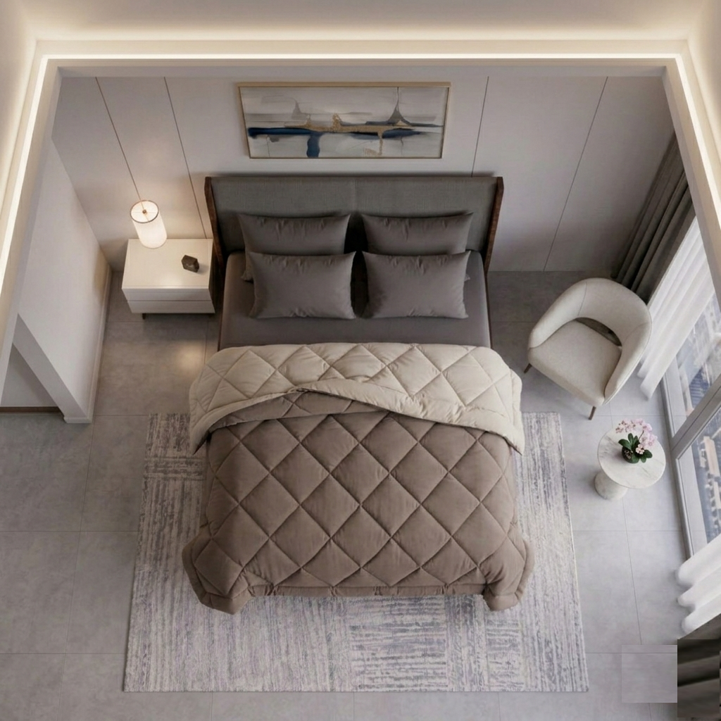 Silverish Dual Tone Reversible Solid Comforter