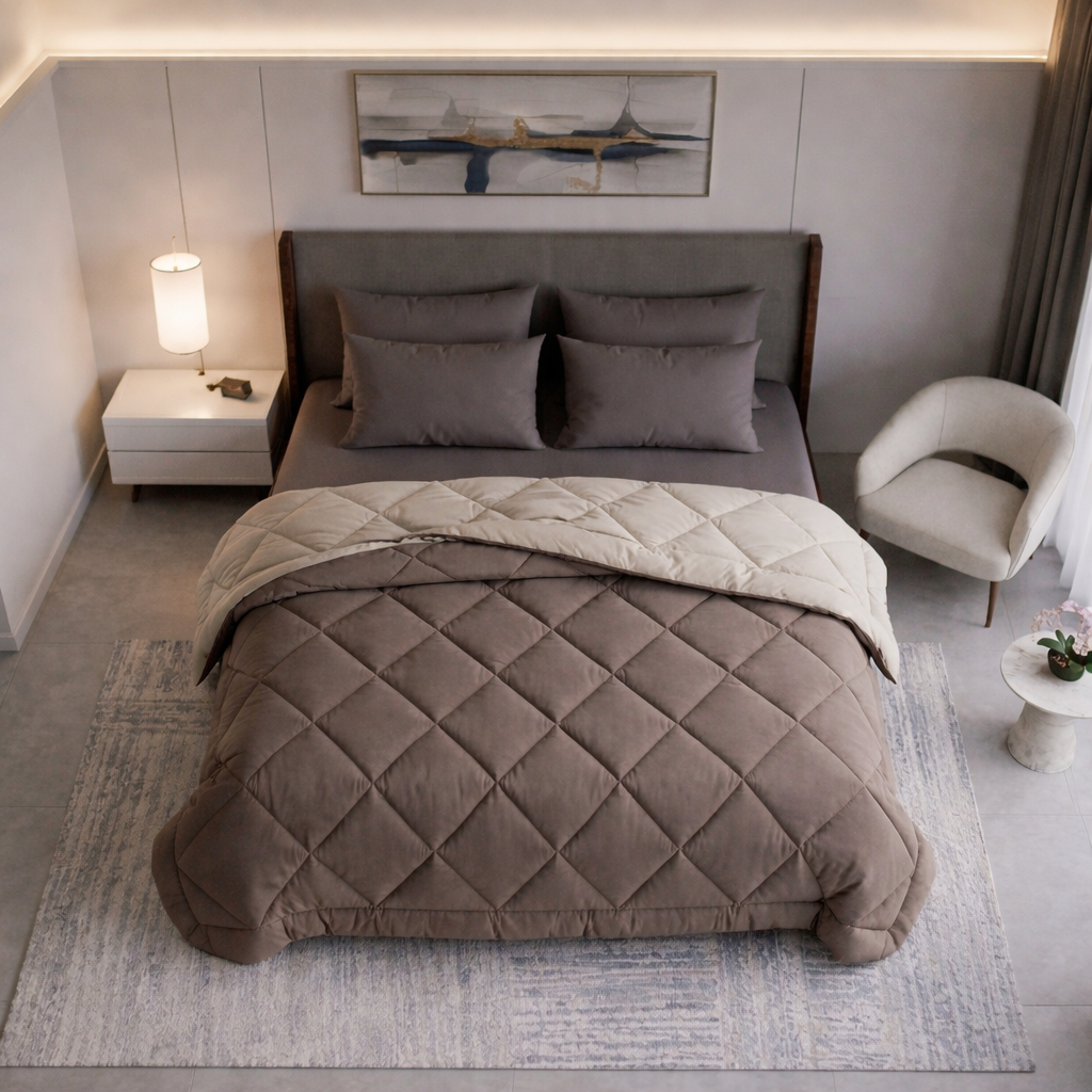 Silverish Dual Tone Reversible Solid Comforter