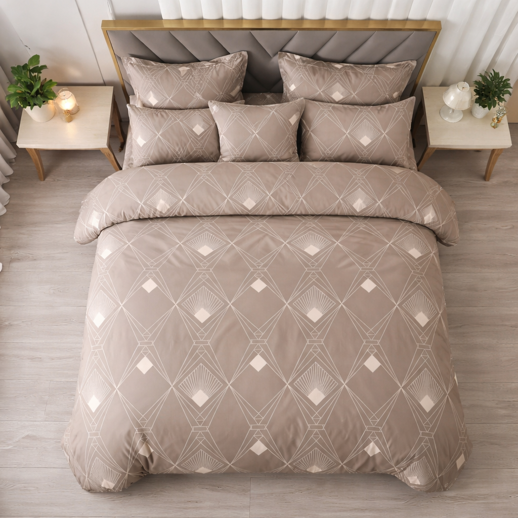 Hexa Brown Tone UltraSoft Comforter Set | Filled With Pure MicroFiber | Perfect for All Season