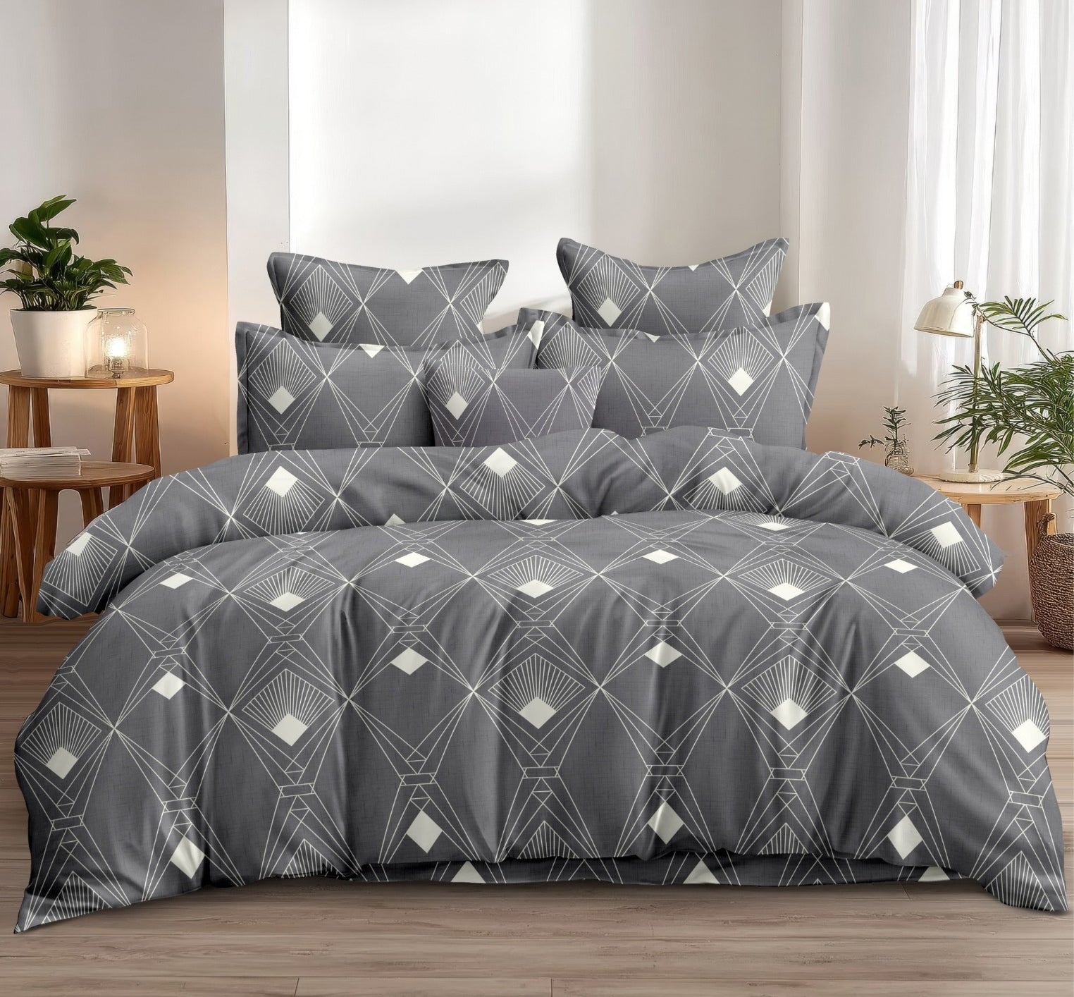Hexa Grey Tone UltraSoft Comforter Set | Filled With Pure MicroFiber | Perfect for All Season