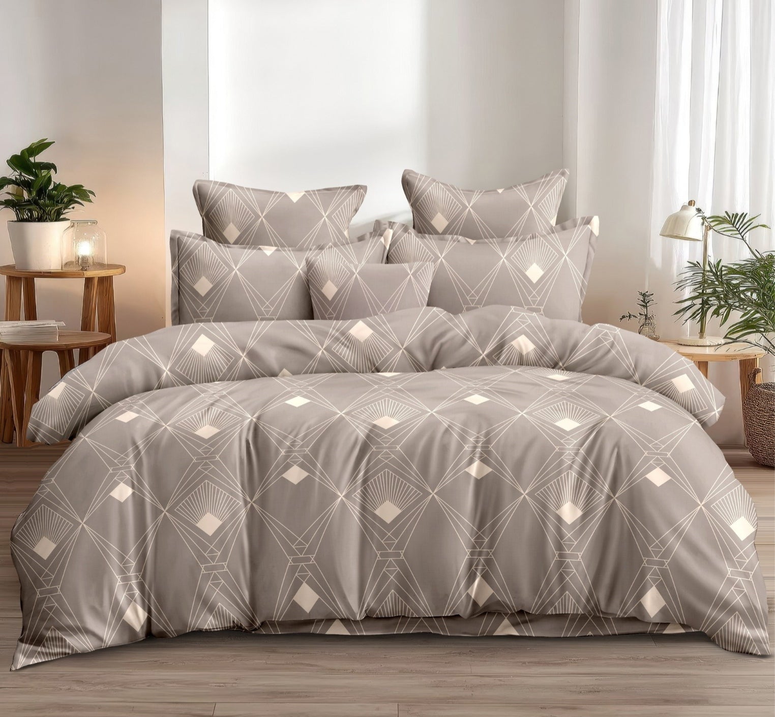 Hexa Brown Tone UltraSoft Comforter Set | Filled With Pure MicroFiber | Perfect for All Season